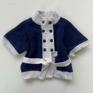 Janie and Jack Baby Girls Navy White Tie Front Nautical Cardigan Size 18-24 Mo
